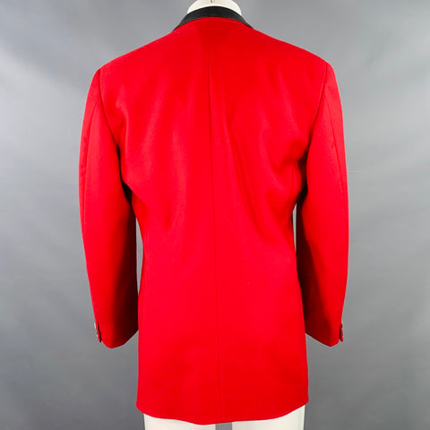 CLAUDE MONTANA Size 40 Red Black Virgin Wool Peak Lapel Sport Coat