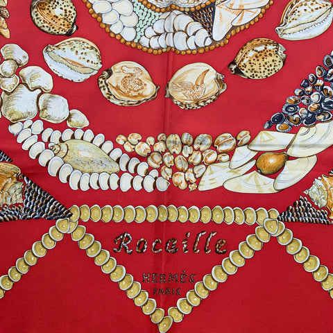 HERMES Red Gold Print Silk Scarves