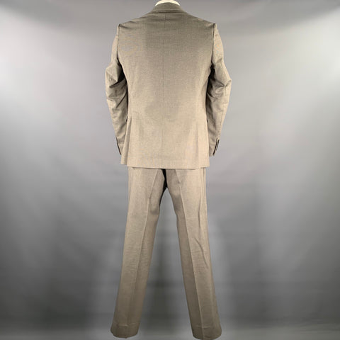 DRIES VAN NOTEN Costume à revers crantés en coton gris et noir Taille 44