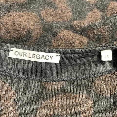 OUR LEGACY Size 36 Black Brown Animal Print Polyester Blend Two Pockets Cardigan