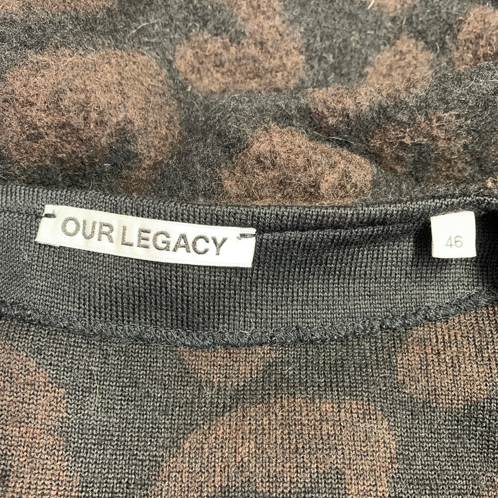 OUR LEGACY Size 36 Black Brown Animal Print Polyester Blend Two Pockets Cardigan