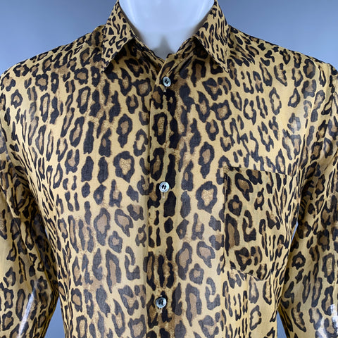 JUNYA WATANABE 2020 Size M Tan Brown Animal Print Polyester Long Sleeve Shirt