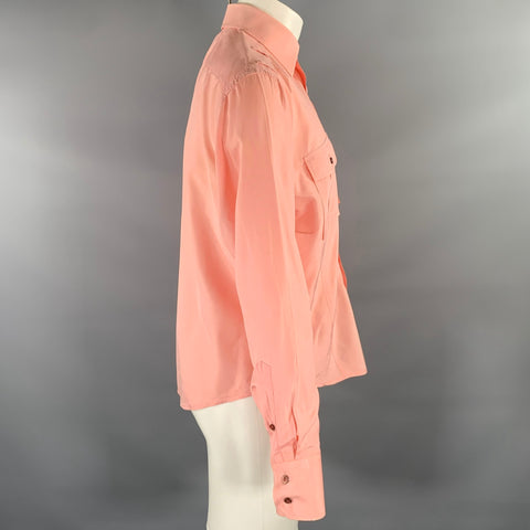 Chemise en Soie Boutonnée à Manches Longues GUCCI Taille M Rose Pêche