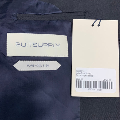 SUIT SUPPLY Size 48 Short Black Wool Notch Lapel Sport Coat