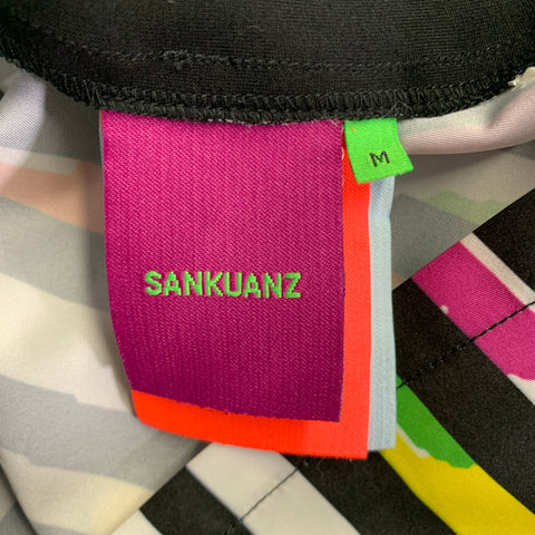 SANKUANZ Size M Black White Multi Color Stripe Long Sleeve Shirt