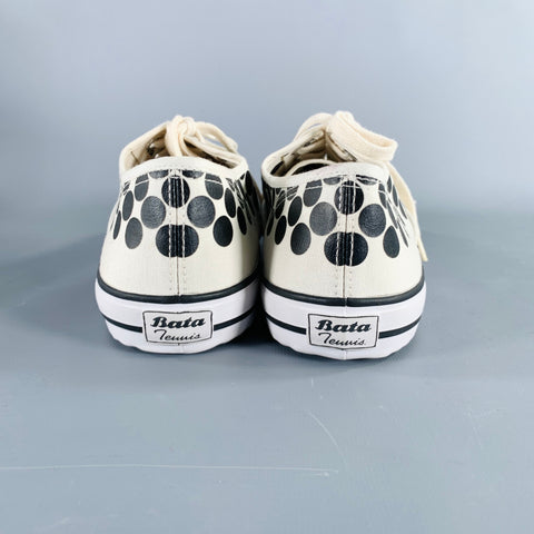 COMME des GARCONS Winter 2014 Size 9 Cream Black Polka Dot Canvas Sneakers