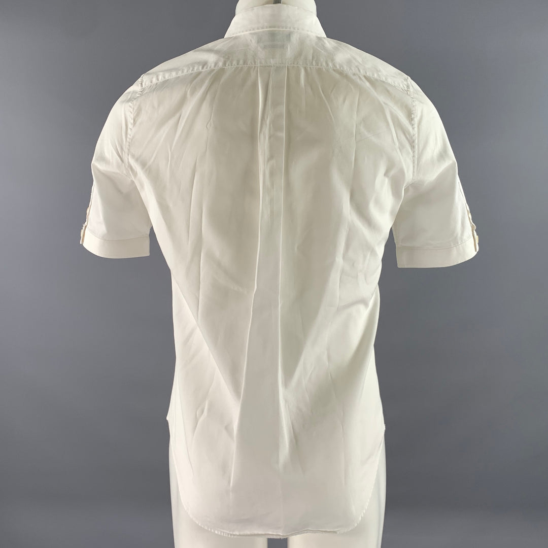 ALEXANDER MCQUEEN Size S White Skull Embroidery Cotton Short Sleeve Shirt