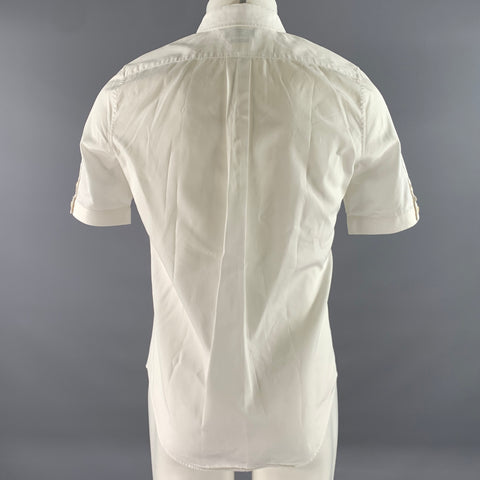 ALEXANDER MCQUEEN Size S White Skull Embroidery Cotton Short Sleeve Shirt