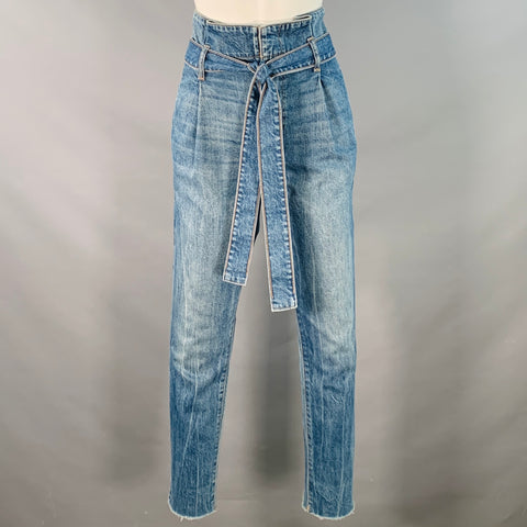 DL1961 Size 26 Blue Cotton Denim High Waisted Pleated Belted Jeans