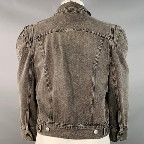FRAME Size M Charcoal Grey Wash Cotton Denim Twill Button Up Type III Jacket