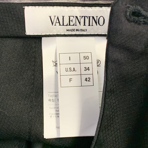 VALENTINO Size 34 Grey Charcoal Wool Mohair Tapered Flat Front Dress Pants