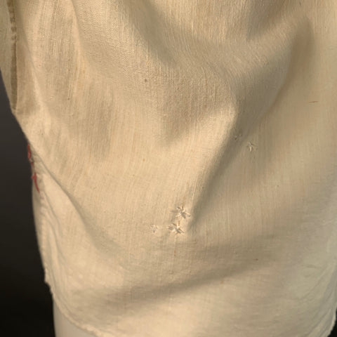 BODE Size S/M Cream Floral Embroidery Linen Two Pockets Long Sleeve Shirt