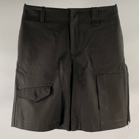 SIMONE ROCHA Size M Black Cotton Twill Zip Shorts