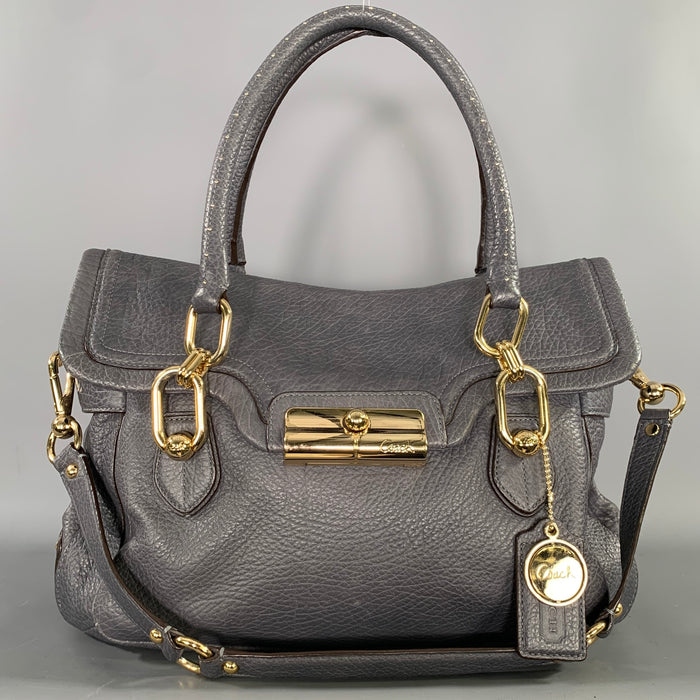 COACH Grey Pebble Grain Leather Handbag & Leather Goods