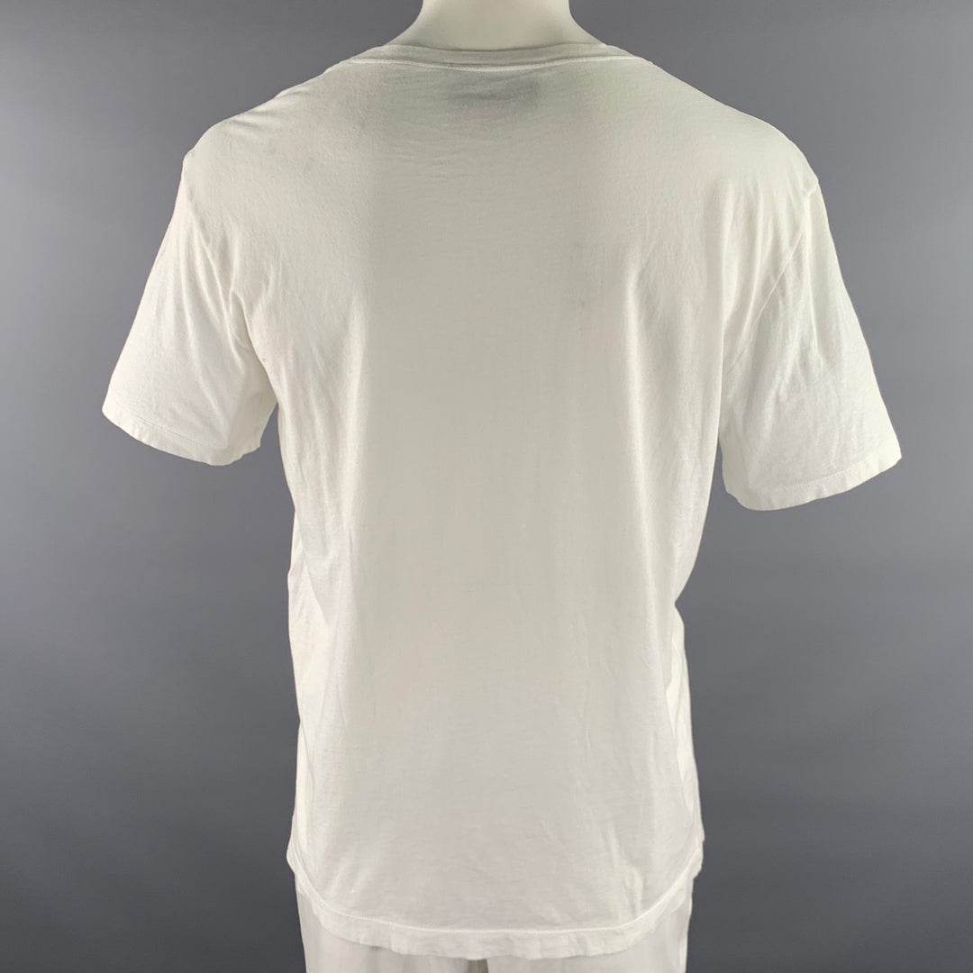 GUCCI Size XL White Grey Black Graphic Cotton Scoop Neck T-shirt
