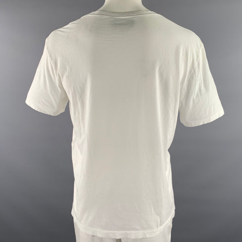 GUCCI Size XL White Grey Black Graphic Cotton Scoop Neck T-shirt
