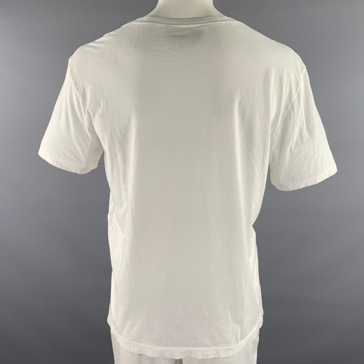 GUCCI Size XL White Grey Black Graphic Cotton Scoop Neck T-shirt