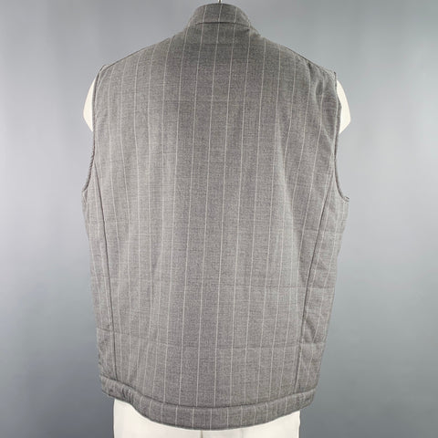 ELEVENTY Size XXXL Grey White Pinstripe Wool Blend Vest