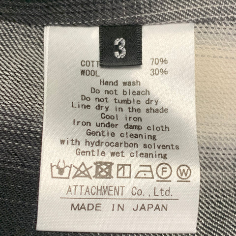 ATTACHMENT Size L Black White Plaid Cotton Wool Cowl Collar Long Sleeve Shirt