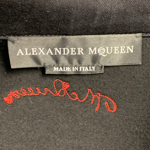 ALEXANDER MCQUEEN Size 40 Black Red Twill Cotton Blend Denim Jacket