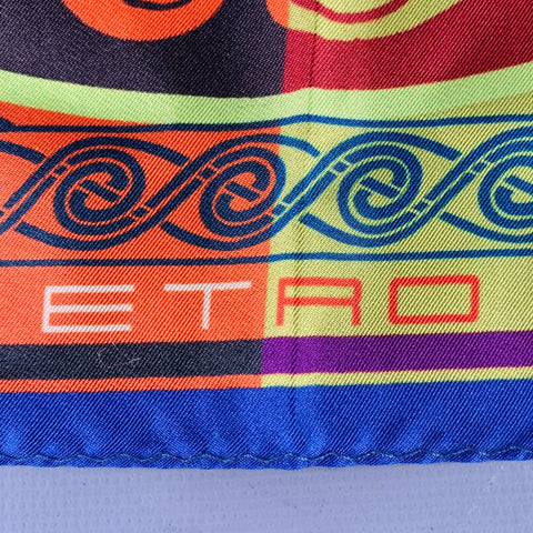 ETRO Multi Color Celtic Knot Silk Pocket Square