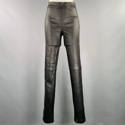 HELMUT LANG Size 6 Black Leather Lambskin Straight Casual Pants