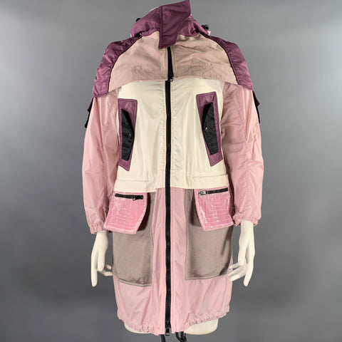 VALENTINO Size XL White Pink Polyamide Color Block Jacket