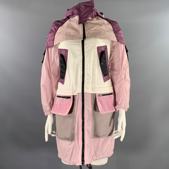VALENTINO Size XL White Pink Polyamide Color Block Jacket