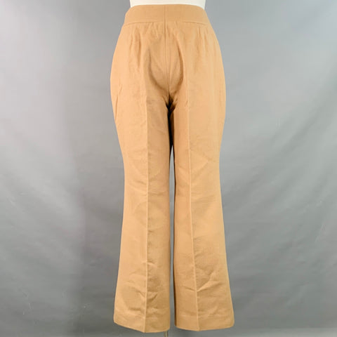 AKRIS Size 16 Beige Camel Hair Silk Wide Leg Side Zipper Dress Pants