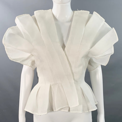 VICTOR COSTA Vintage Size 8 White Pleated Origami Dress Top