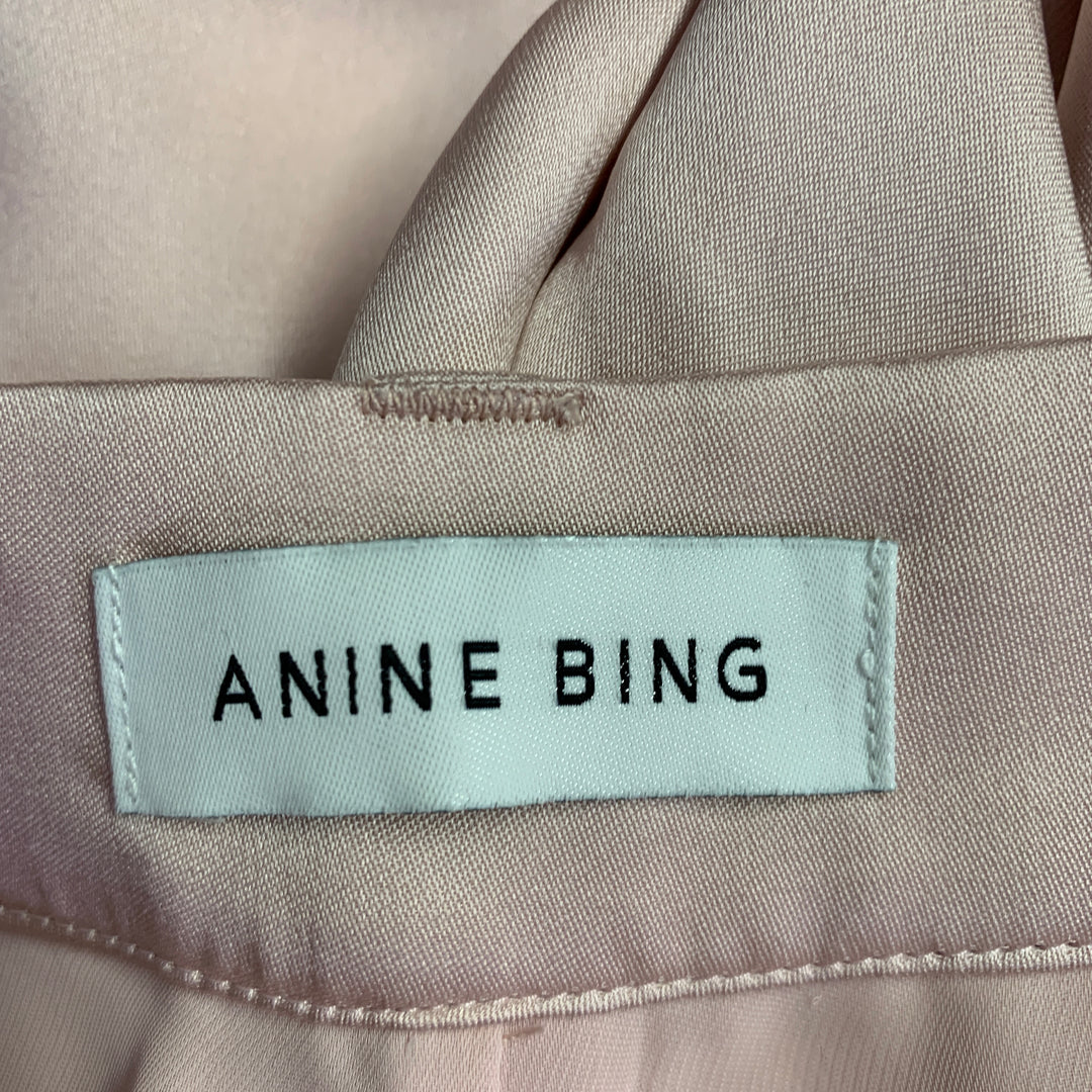 ANINE BING Size XS Pink Silk Peak Lapel Double Breasted Pantsuit