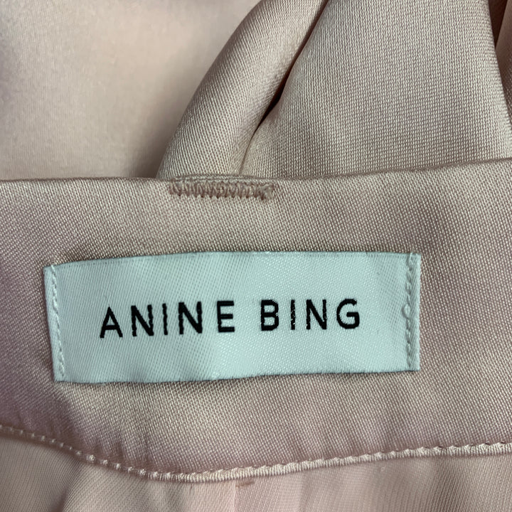 ANINE BING Size XS Pink Silk Peak Lapel Double Breasted Pantsuit