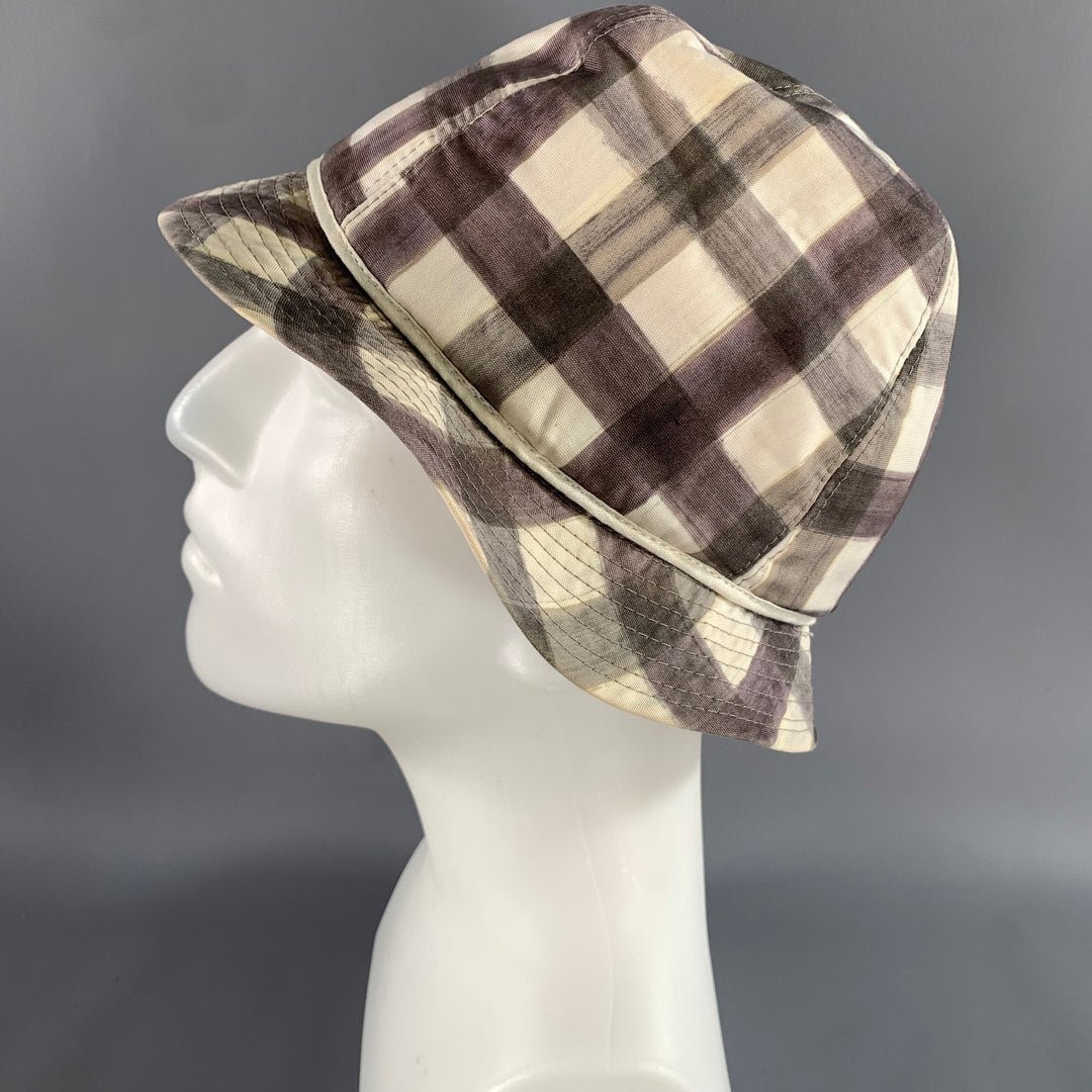 PAUL SMITH Size L Brown White Gingham Cotton Hats
