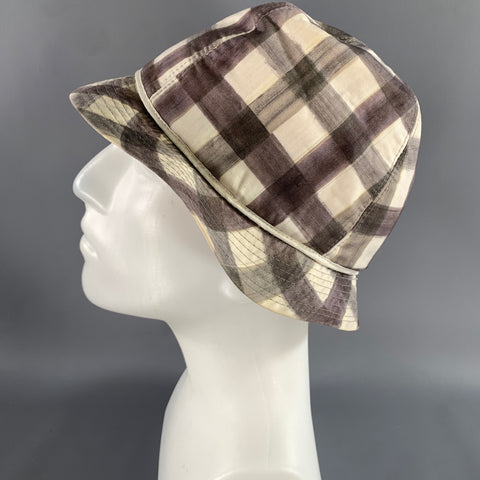 PAUL SMITH Size L Brown White Gingham Cotton Hats