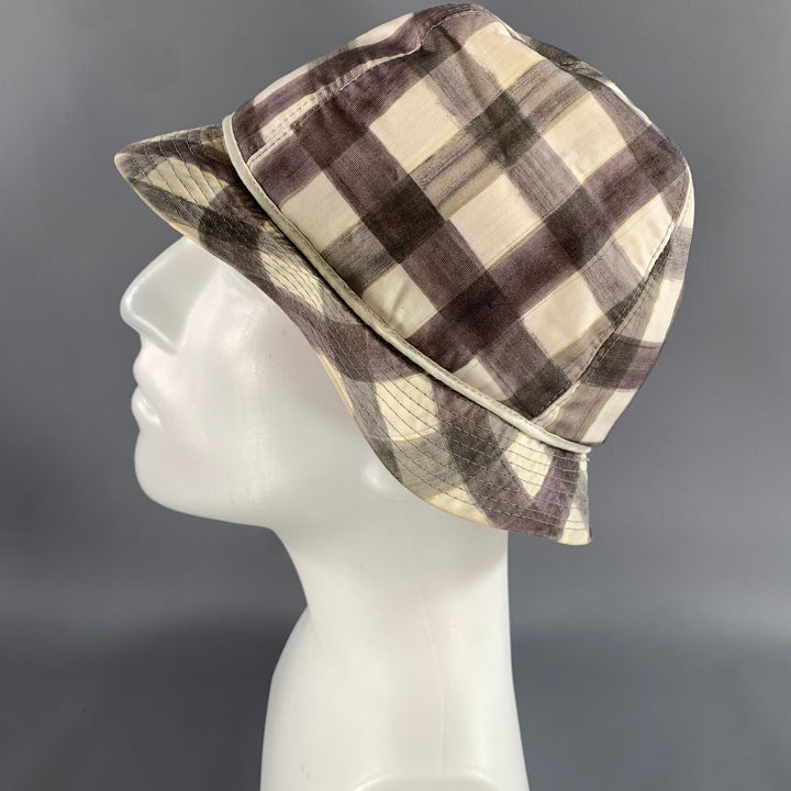 PAUL SMITH Size L Brown White Gingham Cotton Hats