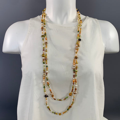 NO BRAND Orange Green Pearl Necklace