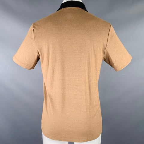 THEORY Size M -Kayser- Tan Black Knit Modal Blend Contrast Collar Polo