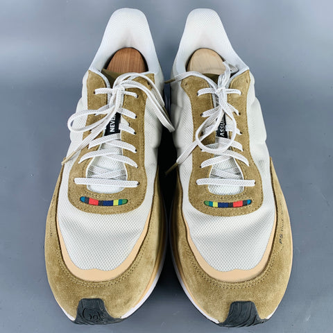 PS by PAUL SMITH Size 12 Khaki Grey Mixed Fabrics Color Block Nylon Sneakers