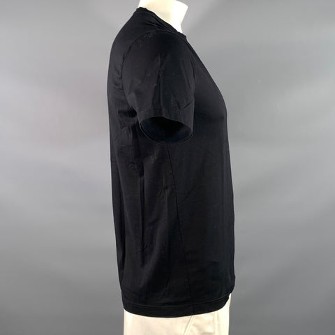 PRADA Size L Black Patch Cotton Crew-Neck T-shirt