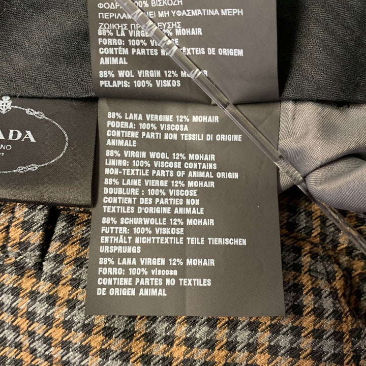 PRADA Size 2 Grey Tan Wool Blend Houndstooth Pants