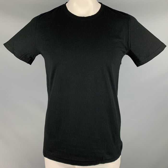 BALMAIN Size XL Black Cotton Distressed Crew Neck T-shirt