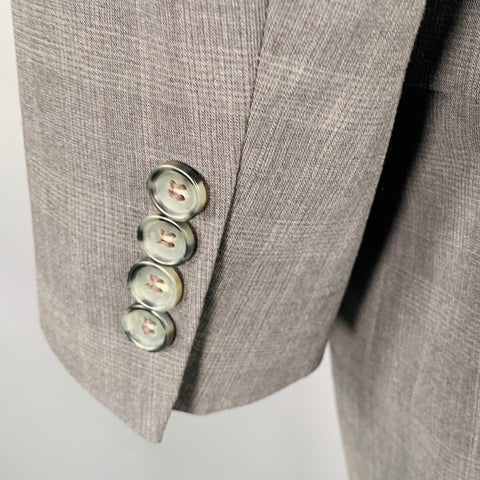 BROOKS BROTHERS Size 44 Grey Glenplaid Wool Polyester Sport Coat