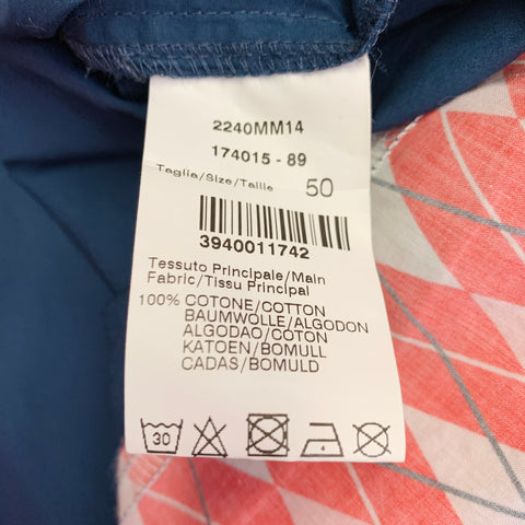 MSGM Size M Navy Red White Cotton Plaid Trim Crew Neck T-shirt