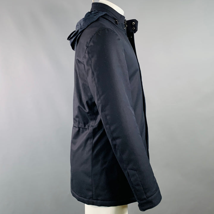 CORNELIANI Size M Navy Twill Virgin Wool Car Coat