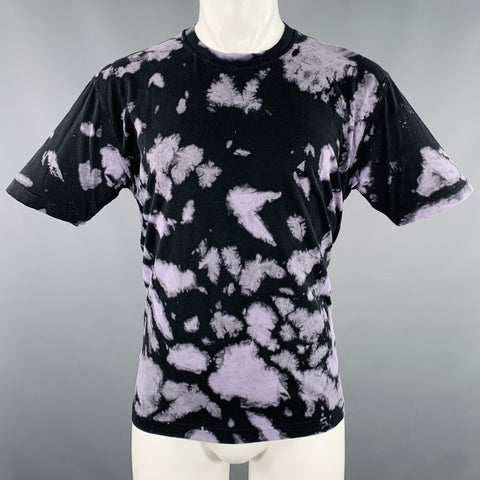 CMMN SWDN Size XS Ridley Bleach Black Purple Bleached Cotton Knit T-shirt