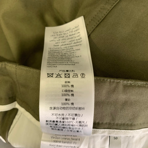 GUCCI Size 34 Green Olive Cotton Zip Fly Casual Pants