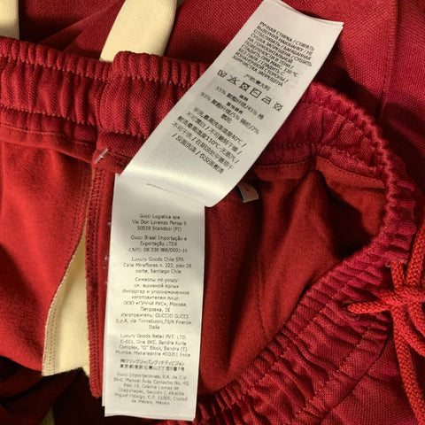 GUCCI Size L Burgundy Beige Polyester Cotton Sweatpants Casual Pants