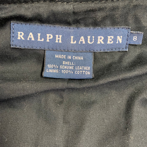 RALPH LAUREN Size 8 Black Brown Leather Distressed Vest