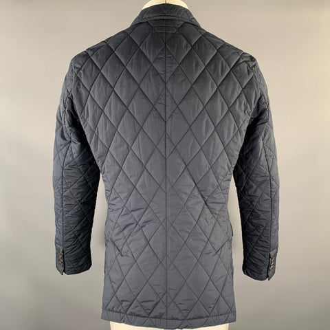 RALPH LAUREN Size M Navy Quilted Polyester Notch Lapel Jacket