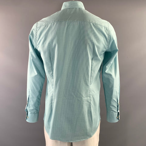 ETON Size 40 Green White Gingham Cotton Button Up Long Sleeve Shirt